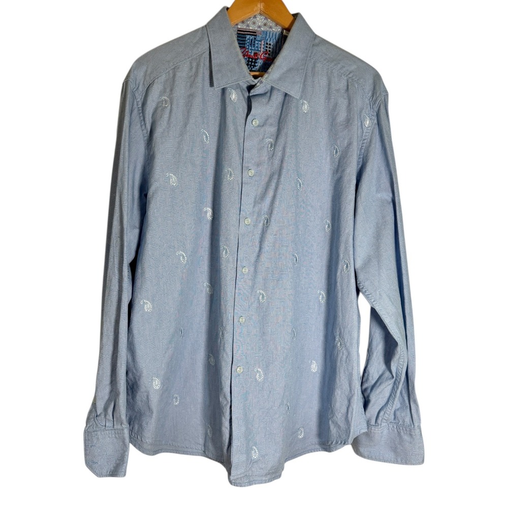 Robert Graham Men's Long Sleeve Paisley Button Down Shirt Geometric Slim Fit 2XL
